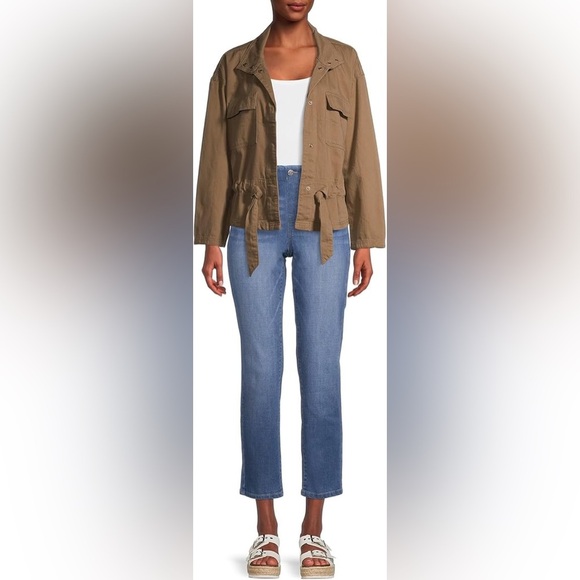 NWT Time and Tru Snap Front Tie Belt Utility Jacket Tan sz Small - Picture 2 of 12